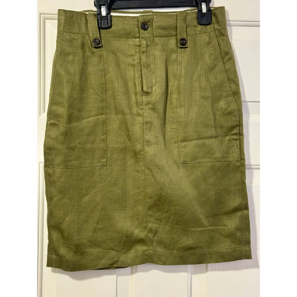 J.Crew Olive Green Pencil Skirt with Front‎ Pockets Casual Office Wear
